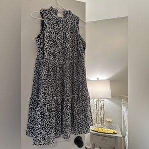 Navy leopard print dress size small - $15